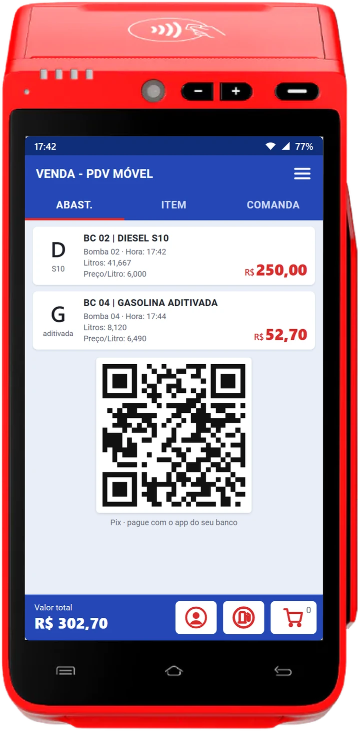 Maquininha Getnet exibindo a tela do Adaptive PDV Móvel