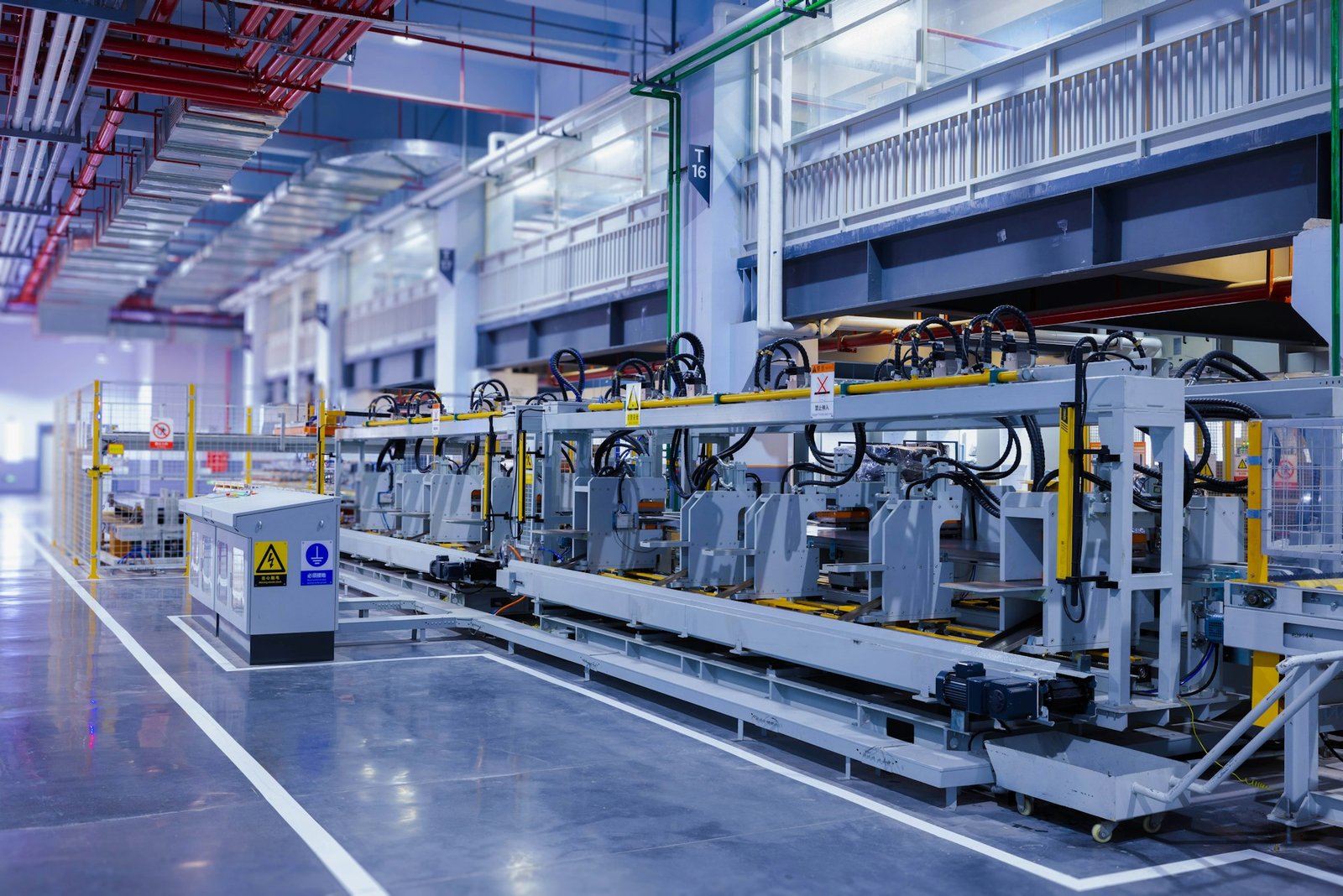 Linha de produção em uma fábrica moderna
